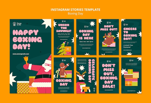 PSD gratuito diseño plano celebración del día del boxeo historias de instagram