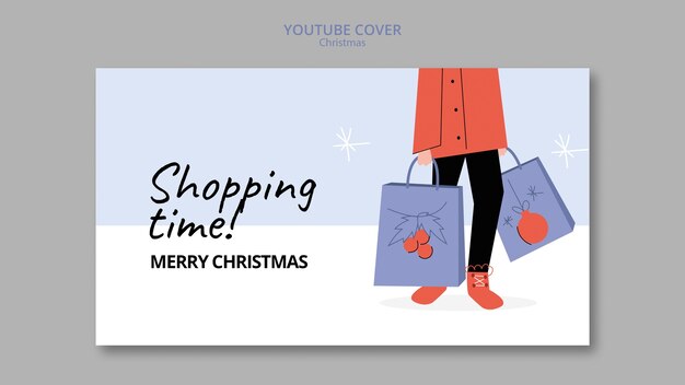 diseño plano celebración de navidad portada de youtube