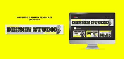 PSD gratuito diseño plano concepto de creatividad banner de youtube