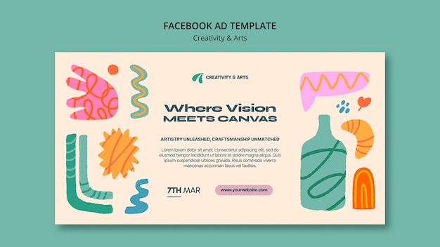 PSD gratuito diseño plano creatividad y artes plantilla de facebook