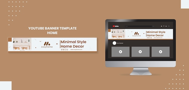 PSD gratuito diseño plano diseño de interiores banner de youtube