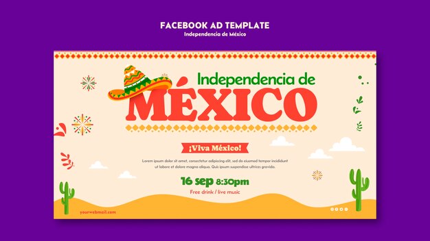 Diseño plano diseño de plantilla de independencia de méxico
