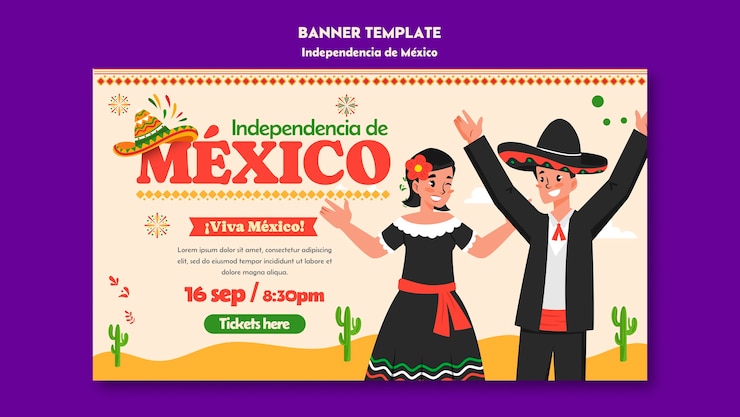 PSD gratuito diseño plano diseño de plantilla de independencia de méxico