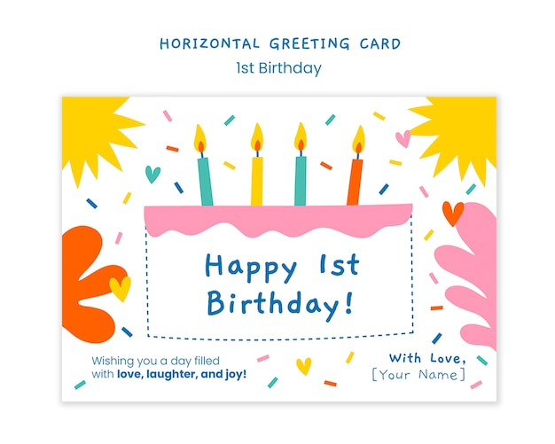diseño plano diseño de plantilla de primer cumpleaños