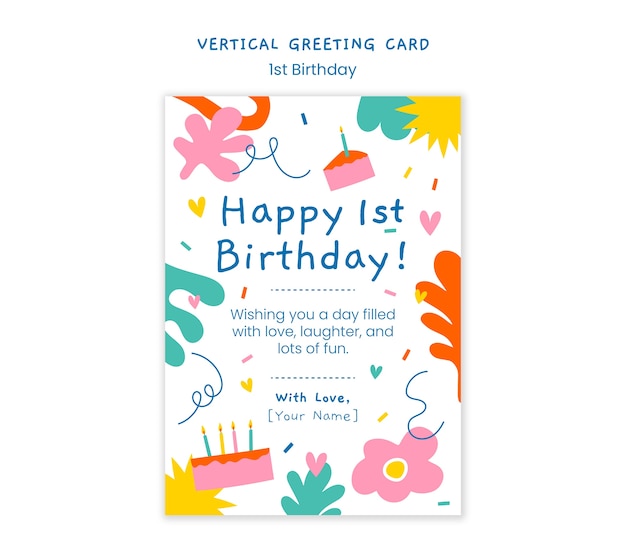 diseño plano diseño de plantilla de primer cumpleaños
