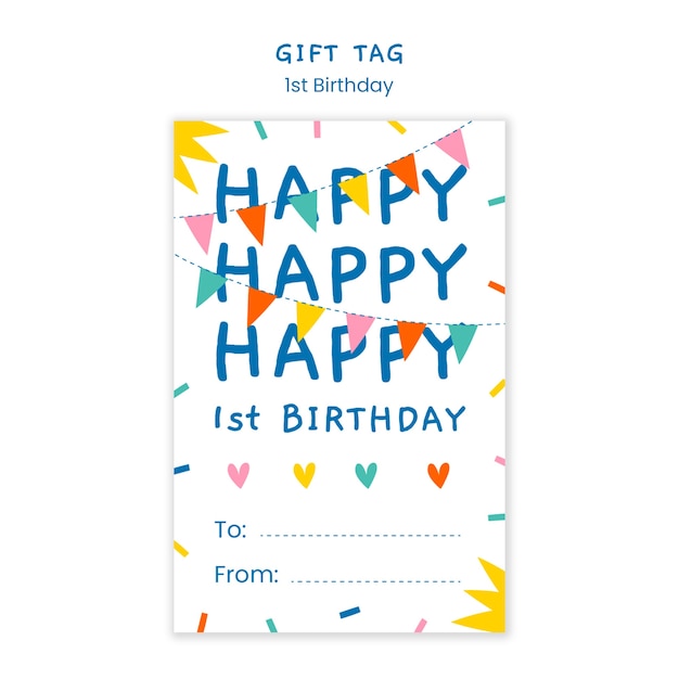 diseño plano diseño de plantilla de primer cumpleaños