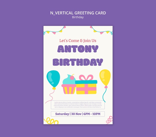 diseño plano diseño de plantilla de primer cumpleaños
