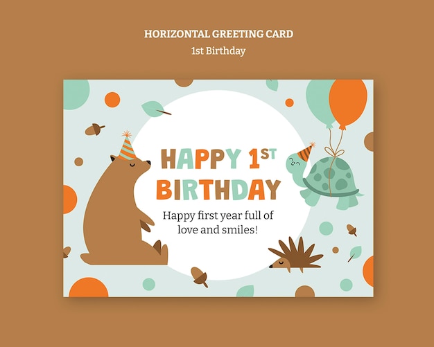 diseño plano diseño de plantilla de primer cumpleaños