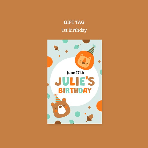 diseño plano diseño de plantilla de primer cumpleaños