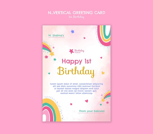 diseño plano diseño de plantilla de primer cumpleaños
