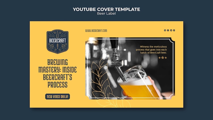 PSD gratuito diseño plano de etiqueta de cerveza portada de youtube