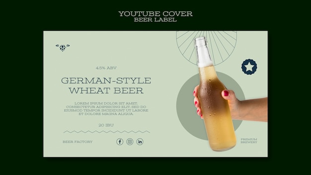 PSD gratuito diseño plano de etiqueta de cerveza portada de youtube