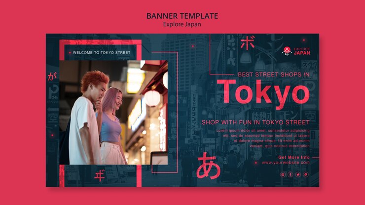 PSD gratuito diseño plano explorar plantilla de japón