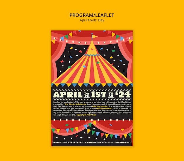 PSD gratuito diseño plano folleto de celebración del primer de abril