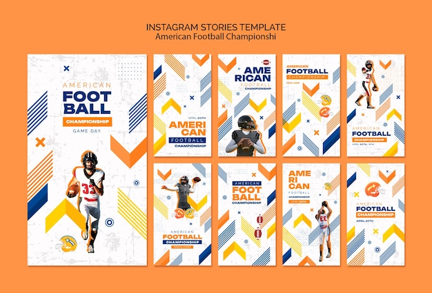 Diseño plano de las historias de Instagram del Super Bowl