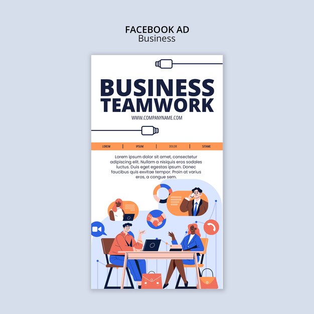 Diseño plano de negocios diseño de plantillas de anuncios de Facebook