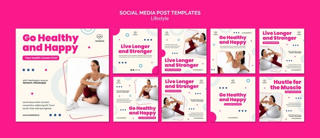 Diseño plano de plantilla de estilo de vida de publicaciones de instagram