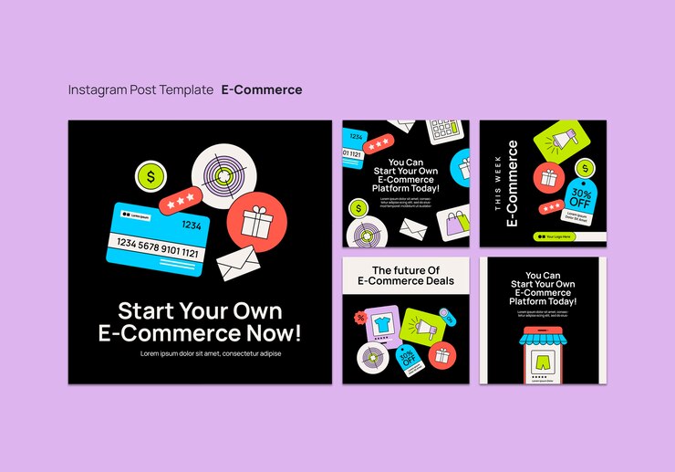 PSD gratuito diseño plano de publicaciones de comercio electrónico en instagram