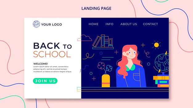 Diseño plano de regreso a la página de inicio de la escuela