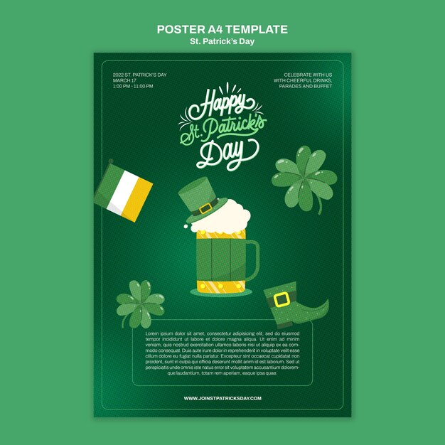 PSD gratuito diseño plano st. plantilla del día de patrick