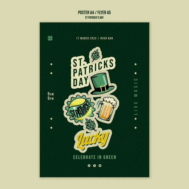 PSD gratuito diseño plano st. plantilla del día de patrick