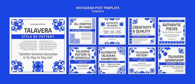 PSD gratuito diseño plano talavera evento publicaciones en instagram