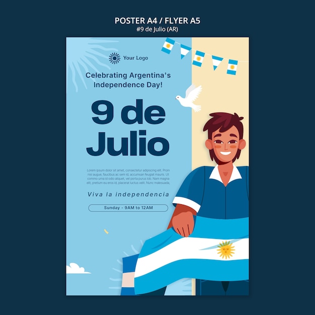 diseño de plantilla de 9 de julio