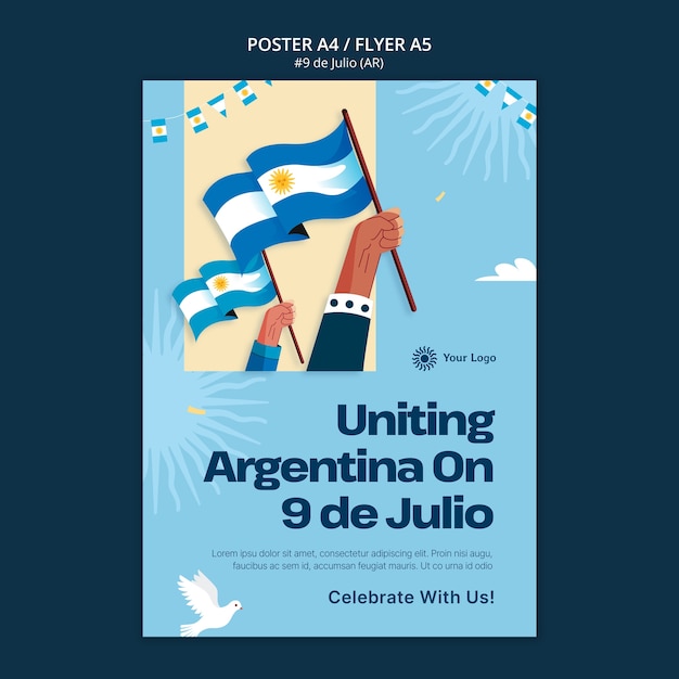 Diseño de plantilla de 9 de julio