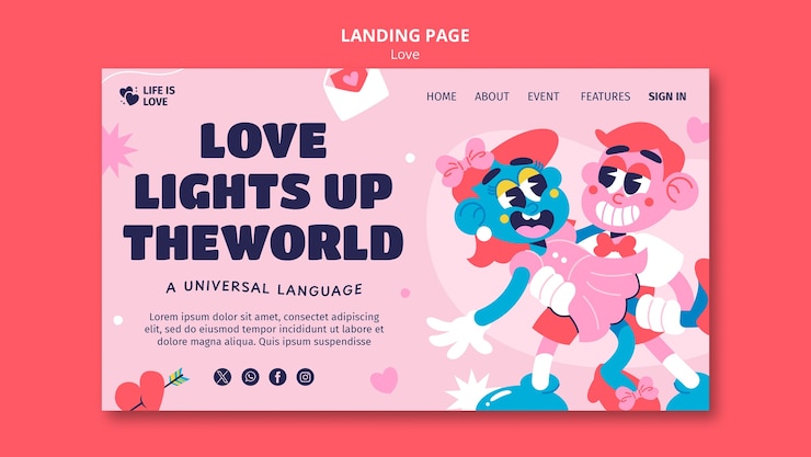 PSD gratuito diseño de plantilla de amor