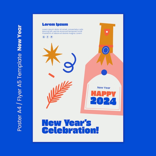 PSD gratuito diseño de plantilla de año nuevo 2024.