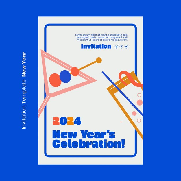 Diseño de plantilla de año nuevo 2024.