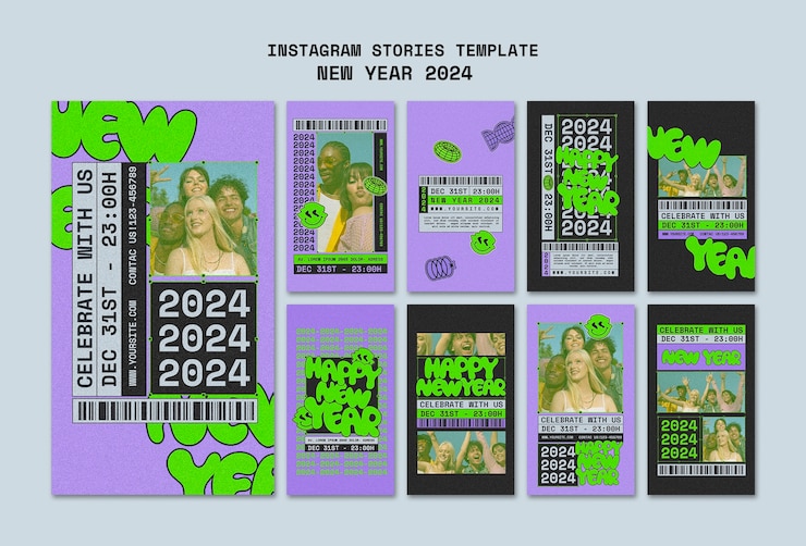 PSD gratuito diseño de plantilla de año nuevo 2024.