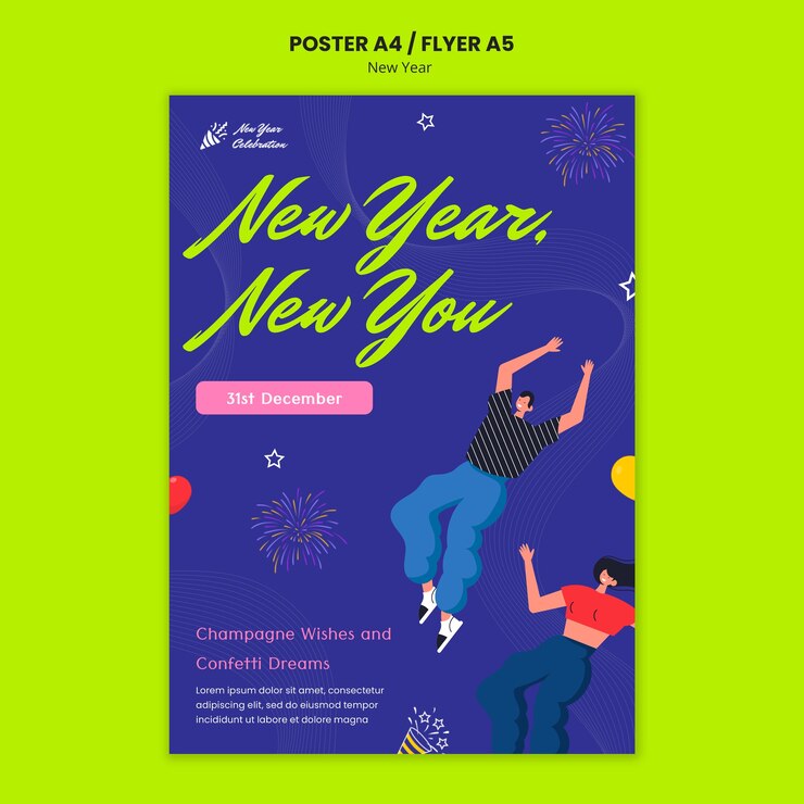 PSD gratuito diseño de plantilla de año nuevo 2024.