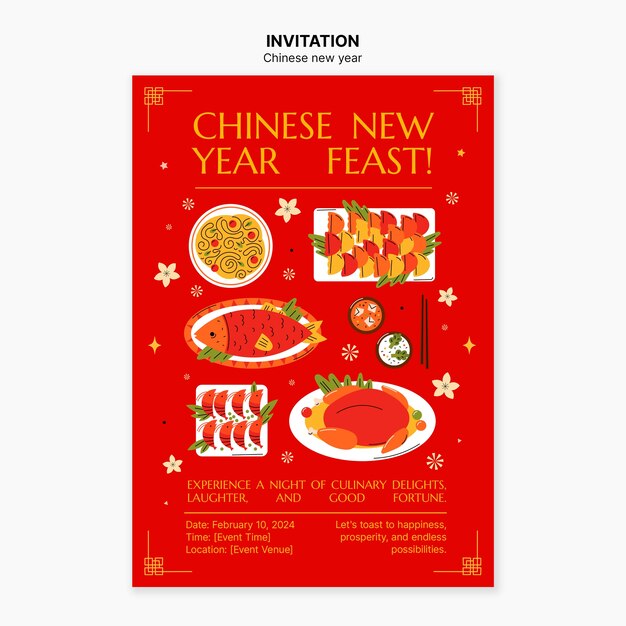 Diseño de plantilla de año nuevo chino
