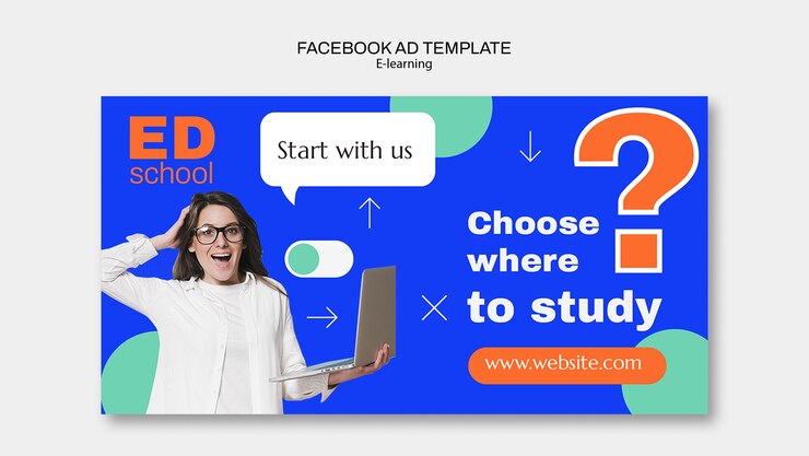 PSD gratuito diseño de plantilla de anuncio de facebook de aprendizaje electrónico