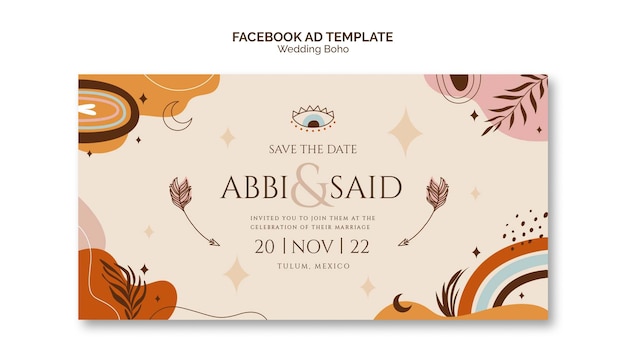 Diseño de plantilla de anuncio de facebook de boda