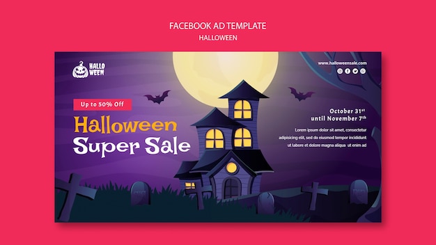 PSD gratuito diseño de plantilla de anuncio de facebook de halloween