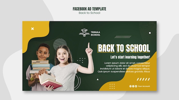 PSD gratuito diseño de plantilla de anuncio de facebook de regreso a la escuela