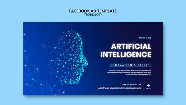 Diseño de plantilla de anuncio de facebook de tecnología