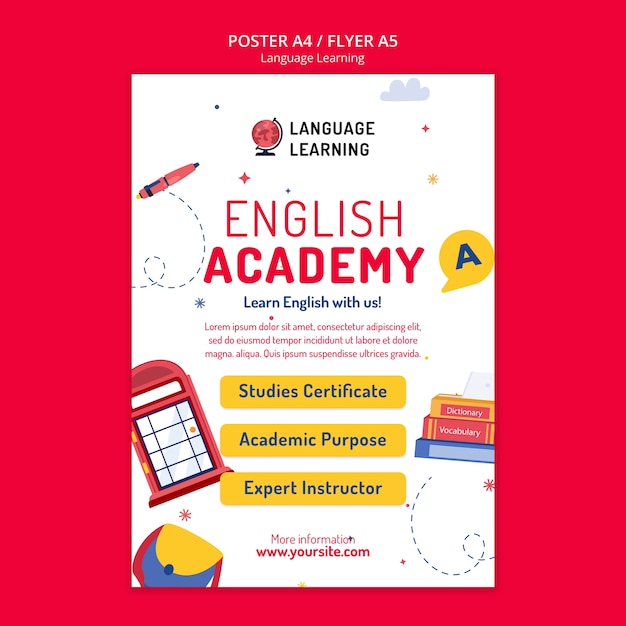 Diseño de plantilla de aprendizaje de idiomas.