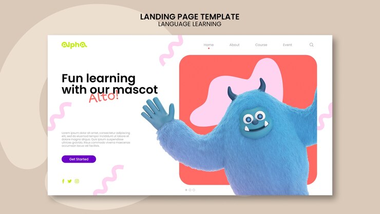 PSD gratuito diseño de plantilla de aprendizaje de idiomas