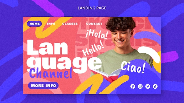 PSD gratuito diseño de plantilla de aprendizaje de idiomas