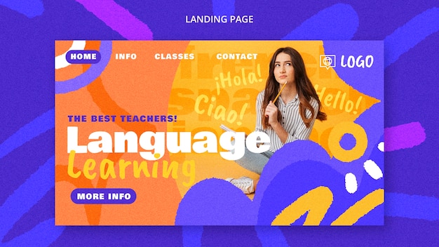 PSD gratuito diseño de plantilla de aprendizaje de idiomas
