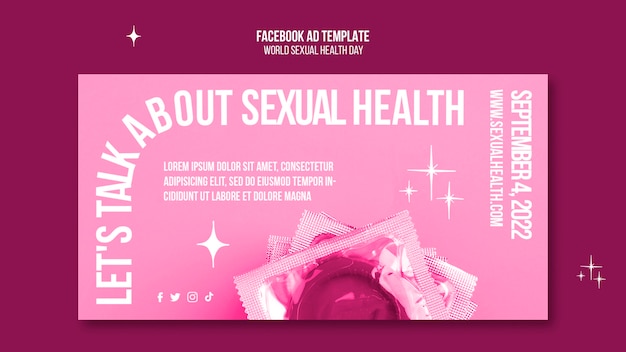 Diseño de plantilla de arte de anuncio de facebook de salud sexual