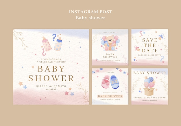 PSD gratuito diseño de plantilla de baby shower