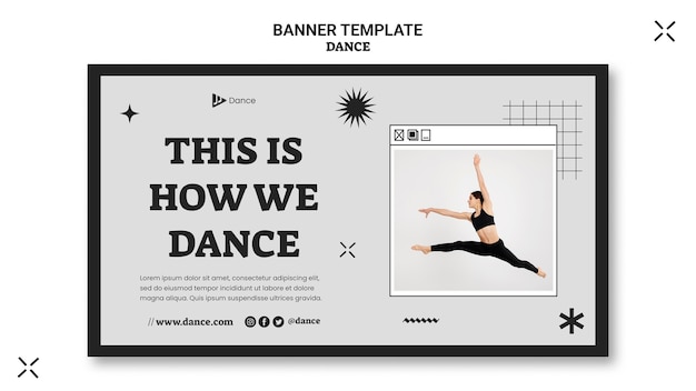 PSD gratuito diseño de plantilla de banner de baile minimalista