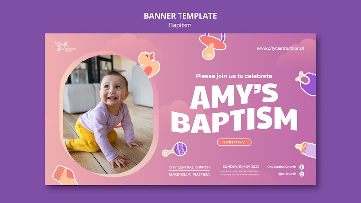 PSD gratuito diseño de plantilla de banner de bautismo