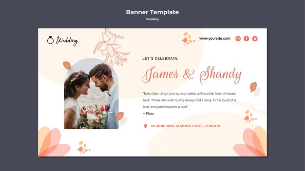Diseño de plantilla de banner de boda