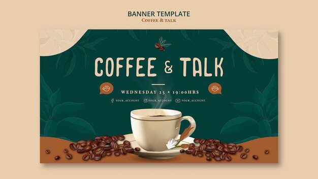 Diseño de plantilla de banner de café y charla