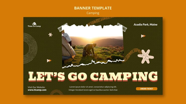 PSD gratuito diseño de plantilla de banner de camping
